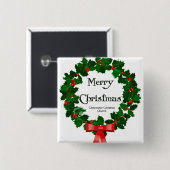 メリークリスマスのリース 缶バッジ (正面&裏面)
