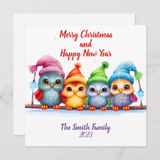 メリークリスマスのレインボーカラフルフル シーズンカード (正面/裏面)