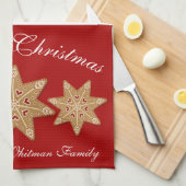 メリークリスマスのレシピの赤 キッチンタオル (四つ折り)