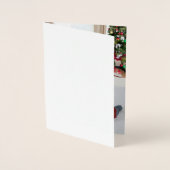 メリークリスマスのレタリングのタイポグラフィの家族写真 箔カード (正面)