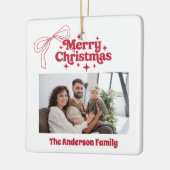 メリークリスマスのレッドハンド引き弓レトロ写真 セラミックオーナメント (左)
