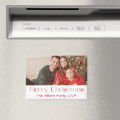 メリークリスマスのレトロおもしろいスクリプトの休日の写真 マグネット (インサイチュ (食洗機))