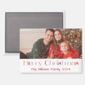 メリークリスマスのレトロおもしろいスクリプトの休日の写真 マグネット (正面/裏面)