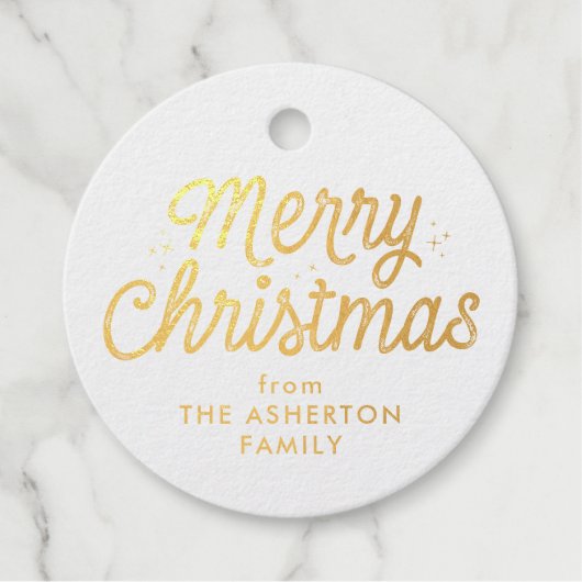 メリークリスマスのレトロなスクリプトの休日 フェイバータグ (正面)