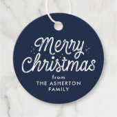 メリークリスマスのレトロなスクリプト海軍の休日の贈り物 フェイバータグ (正面)