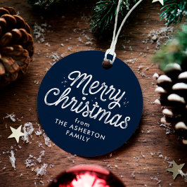 メリークリスマスのレトロなスクリプト海軍の休日の贈り物 フェイバータグ