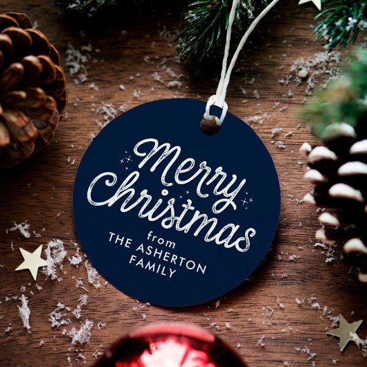 メリークリスマスのレトロなスクリプト海軍の休日の贈り物 フェイバータグ