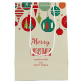 メリークリスマスのレトロなミッドセンチュリーボーシンプルブル ミディアムペーパーバッグ (裏面)