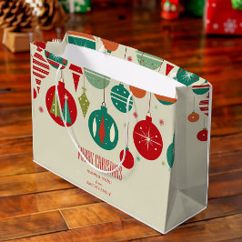 メリークリスマスのレトロなミッドセンチュリーボーシンプルブル ラージペーパーバッグ