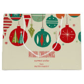 メリークリスマスのレトロなミッドセンチュリーボーシンプルブル ラージペーパーバッグ (正面)