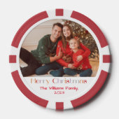 メリークリスマスのレトロな書道休暇の写真 ポーカーチップ (正面)