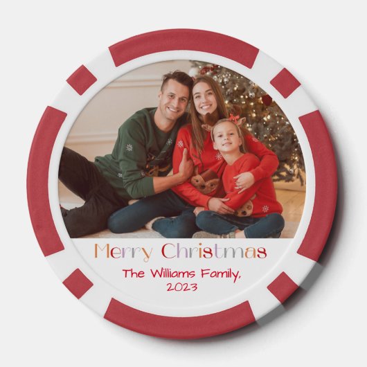 メリークリスマスのレトロな書道休暇の写真 ポーカーチップ (裏面)