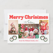 メリークリスマスのレトロな赤い書道写真3枚 シーズンカード (正面)