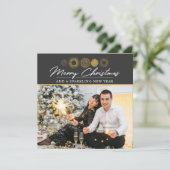 メリークリスマスのレトロの金ゴールドの破烈の写真の挨拶 シーズンカード (スタンド正面)