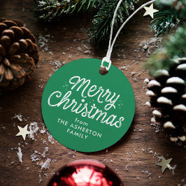 メリークリスマスのレトロスクリプト緑の休日の贈り物 フェイバータグ