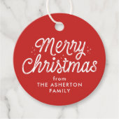 メリークリスマスのレトロスクリプト赤い休日 フェイバータグ (正面)