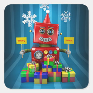 メリークリスマスのロボット スクエアシール