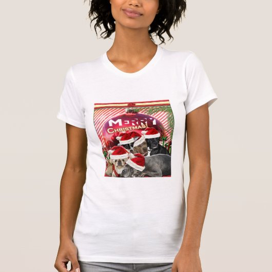 メリークリスマスのワイシャツ(犬の版) Tシャツ (正面)
