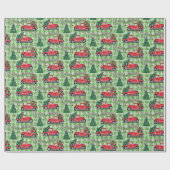 メリークリスマスのヴィンテージのトラックの緑のバッファローの点検 ラッピングペーパー (フラット)