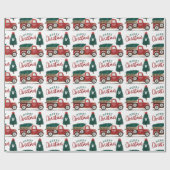 メリークリスマスのヴィンテージの赤いトラックの木配達 ラッピングペーパー (フラット)