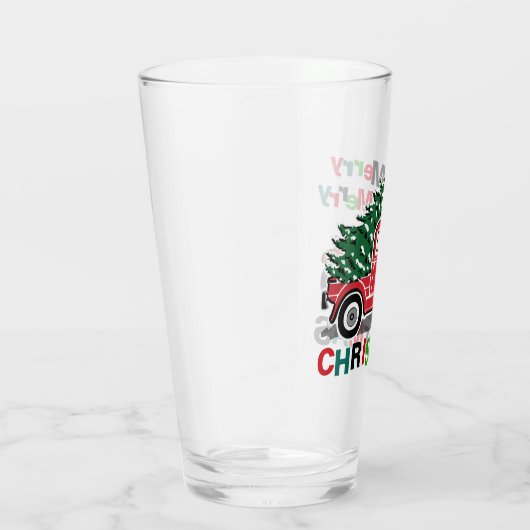 メリークリスマスのヴィンテージの赤のトラック タンブラーグラス (右)