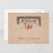 メリークリスマスのヴィンテージの鳥 シーズンポストカード (正面/裏面)