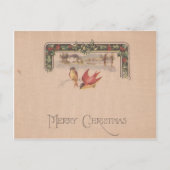 メリークリスマスのヴィンテージの鳥 シーズンポストカード (正面)
