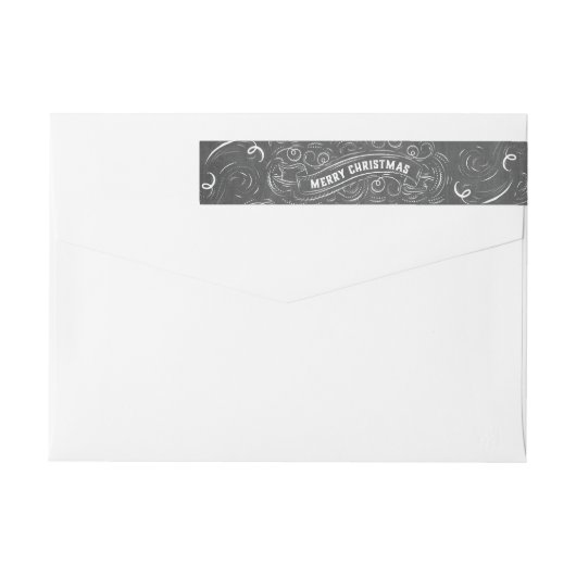 メリークリスマスのヴィンテージの黒板の宛名ラベル ラップアラウンドラベル (裏面)