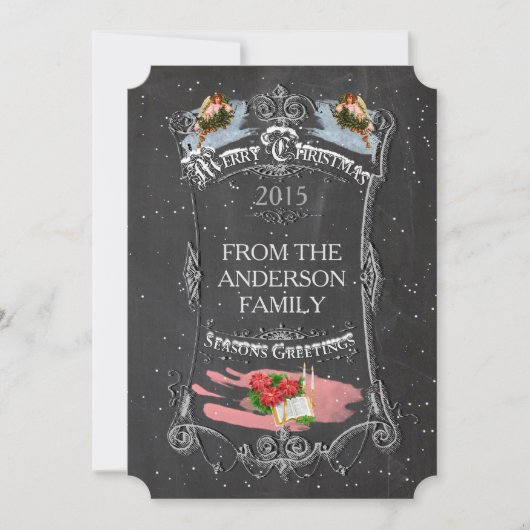 メリークリスマスのヴィンテージの黒板 シーズンカード (正面)