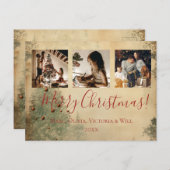 メリークリスマスのヴィンテージ素朴写真 シーズンポストカード (正面/裏面)