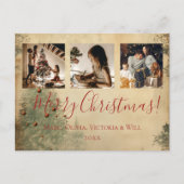 メリークリスマスのヴィンテージ素朴写真 シーズンポストカード (正面)