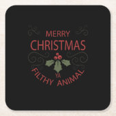 メリークリスマスの不潔な動物のワイシャツ3 スクエアペーパーコースター (正面)