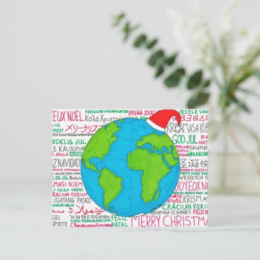 メリークリスマスの世界語の郵便はがき シーズンポストカード (スタンド正面)