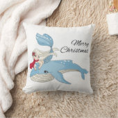 メリークリスマスの人魚とクジラ クッション (ブランケット)