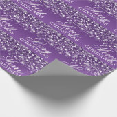 メリークリスマスの休日のひもは紫色をつけます ラッピングペーパー (角)