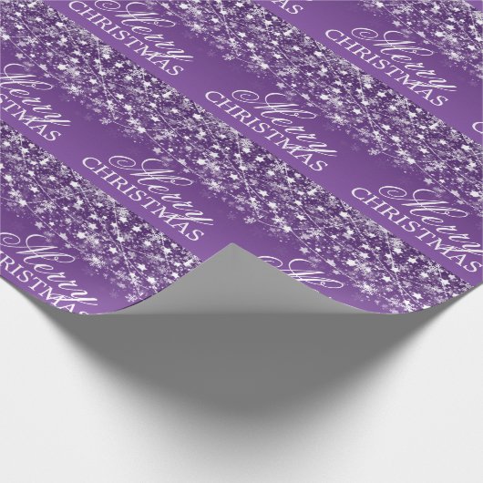メリークリスマスの休日のひもは紫色をつけます ラッピングペーパー (角)