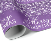 メリークリスマスの休日のひもは紫色をつけます ラッピングペーパー (ロールコーナー)
