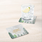 メリークリスマスの休日のコースターの雪の冬の木 スクエアペーパーコースター (インサイチュ)