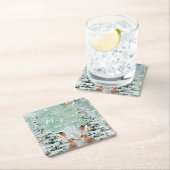 メリークリスマスの休日のノウサギの冬の木 スクエアペーパーコースター (インサイチュ)