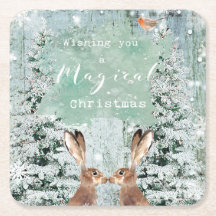 メリークリスマスの休日のノウサギの冬の木