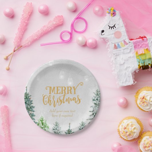 メリークリスマスの休日のプレートの雪の冬の木 ペーパープレート (パーティー)