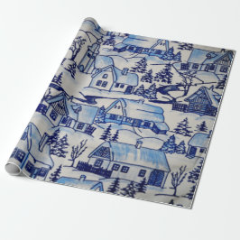 メリークリスマスの休日のOlde世界の冬の村 ラッピングペーパー