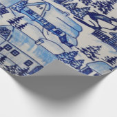 メリークリスマスの休日のOlde世界の冬の村 ラッピングペーパー (角)