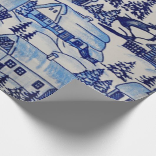 メリークリスマスの休日のOlde世界の冬の村 ラッピングペーパー (角)