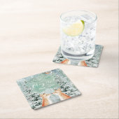 メリークリスマスの休日は冬の木を孤色に変色させます スクエアペーパーコースター (インサイチュ)