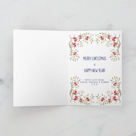 メリークリスマスの休日カード雪のかわいいバニー シーズンカード (内部)