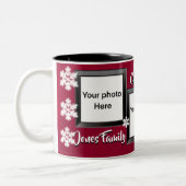 メリークリスマスの休日応援雪の結晶3写真 ツートーンマグカップ (左)