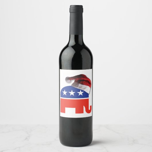 メリークリスマスの共和党ゾウ ワインラベル (正面)