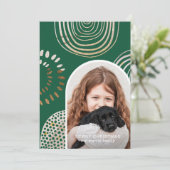 メリークリスマスの写真とメッセージグリーン シーズンカード (スタンド正面)