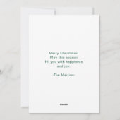 メリークリスマスの写真とメッセージグリーン シーズンカード (裏面)